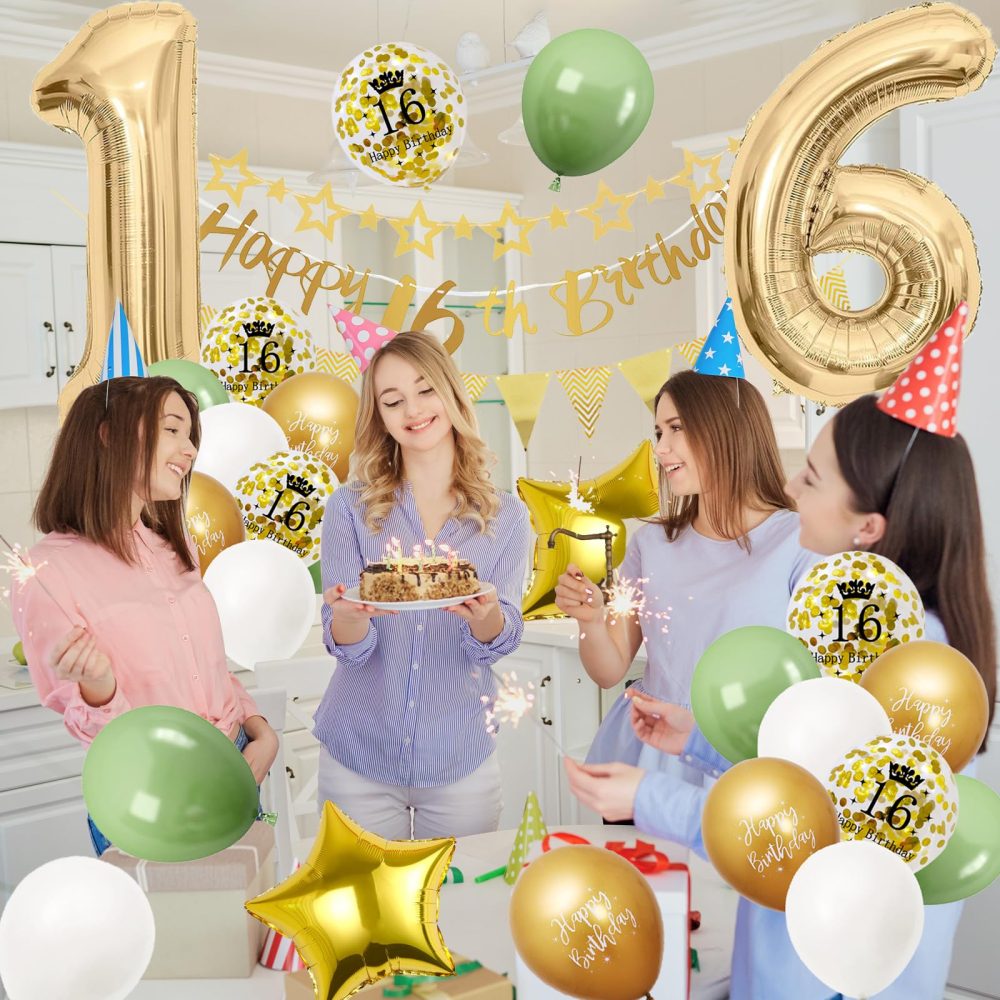 21th Birthday Decorations Sage Green, 21th Birthday Decorations for Girls, 21th Birthday Balloons with Happy 21th Birthday Banner Cake Toppers Number 21 Balloons for Girls Boys Birthday Decorations - Image 4