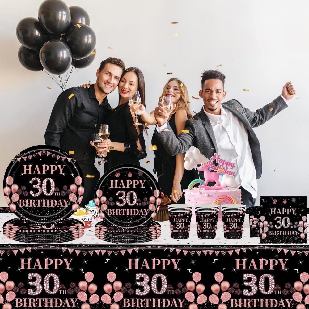 30th Serviettes Napkins,Black Rose and Gold Serviettes 30th Birthday Napkins for Women Women,20Pcs Napkins Disposable Tableware,Tissue Luncheon Paper Napkin for Women,Kids 30th Birthday Party Supplies - Image 5