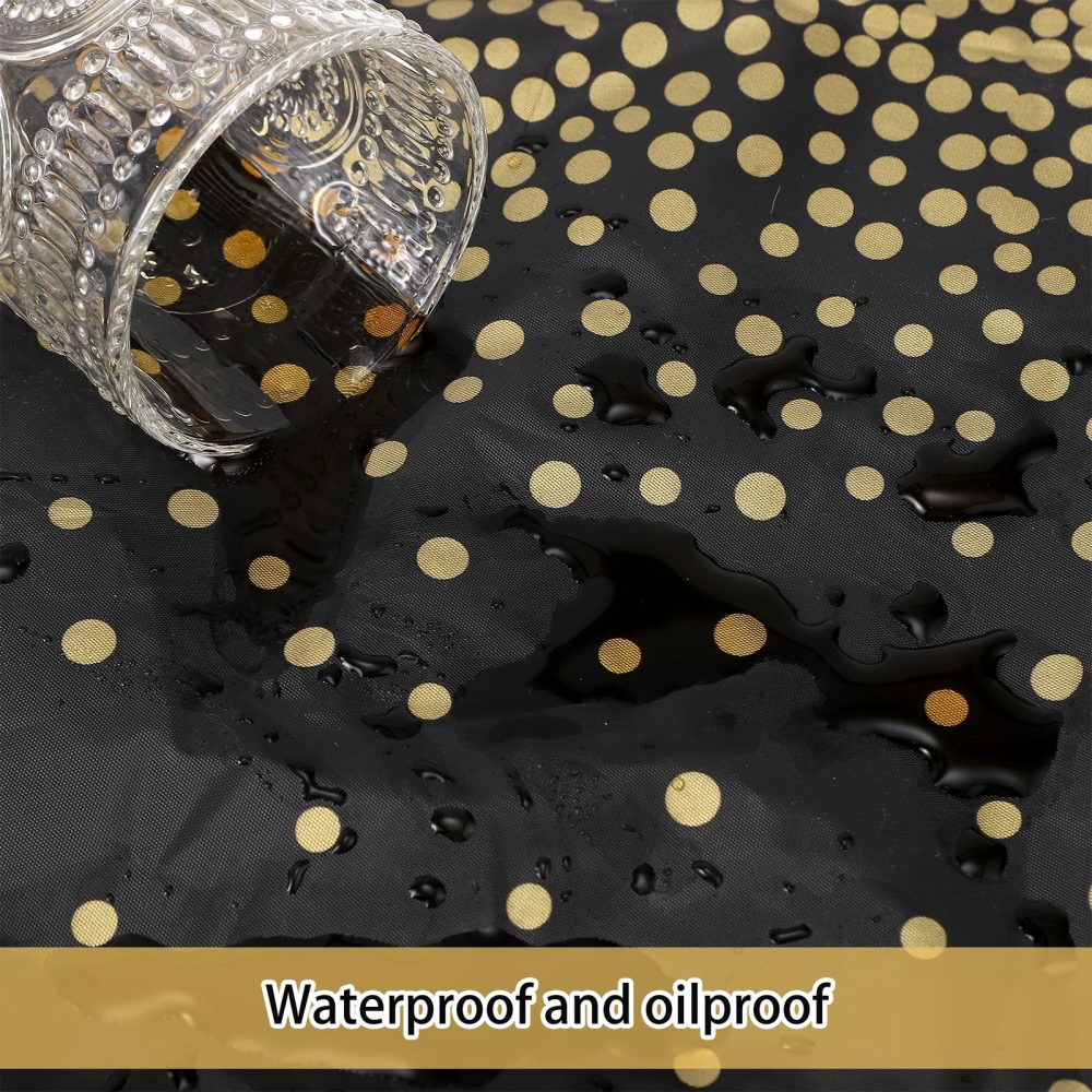 FUYOAL 6 Pieces Black and Gold Table Cloth, Disposable Party Table Cloth Plastic Tablecloth Dot Confetti Party Table Cover for Picnic Baby Shower Halloween Christmas(54" x 108") - Image 5
