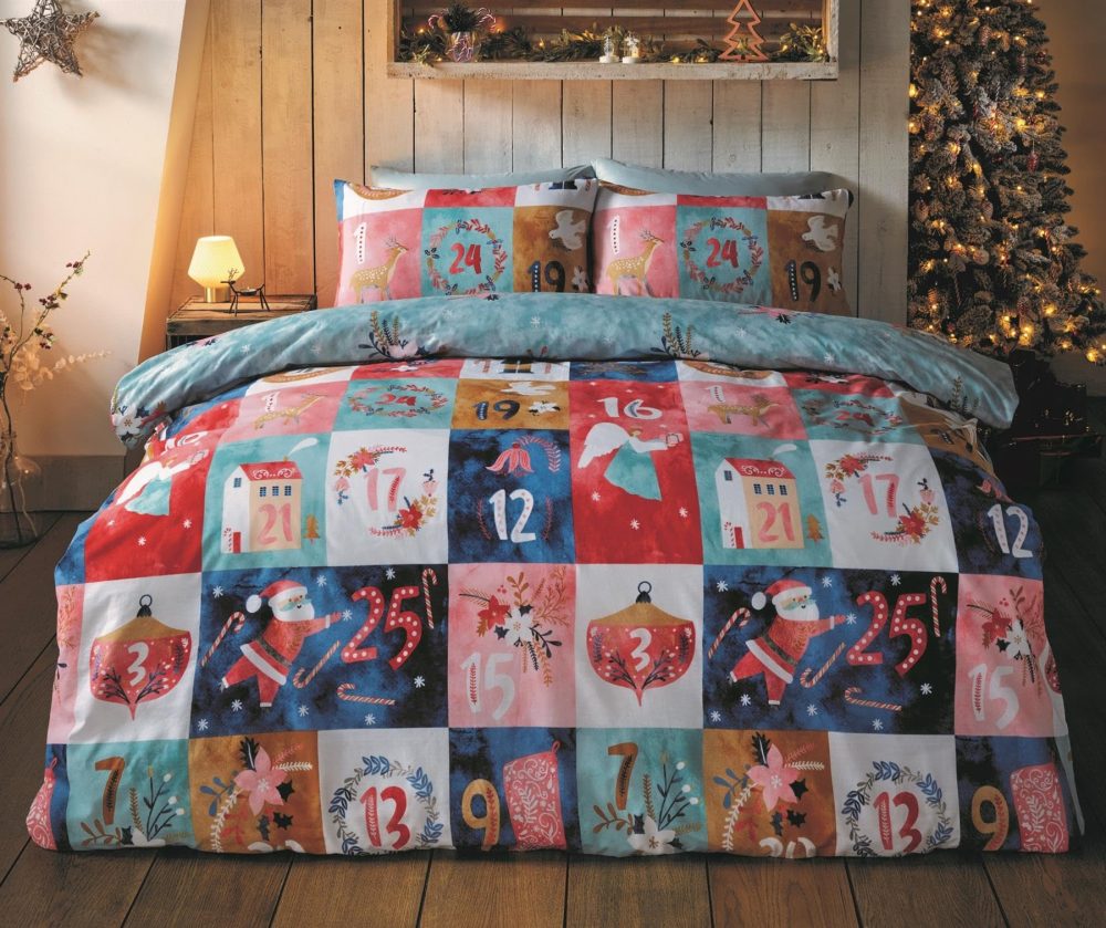 Rapport Home Christmas Advent Calendar Double Reversible Microfibre Duvet Cover Set - Xmas Double Multicoloured Bedding Set