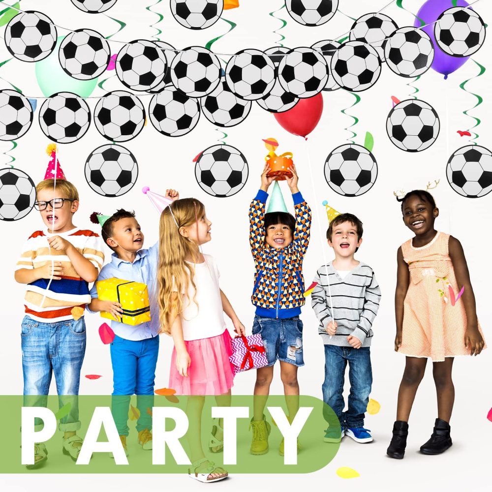 Abeillo 22 Pieces Football Party Decoration, Football Hanging Swirls Decorations Football Banner Garlands Soccer Pattern Cards Sports Themed Party Supplies for Kids Boys Football Fans Birthday Party - Image 4