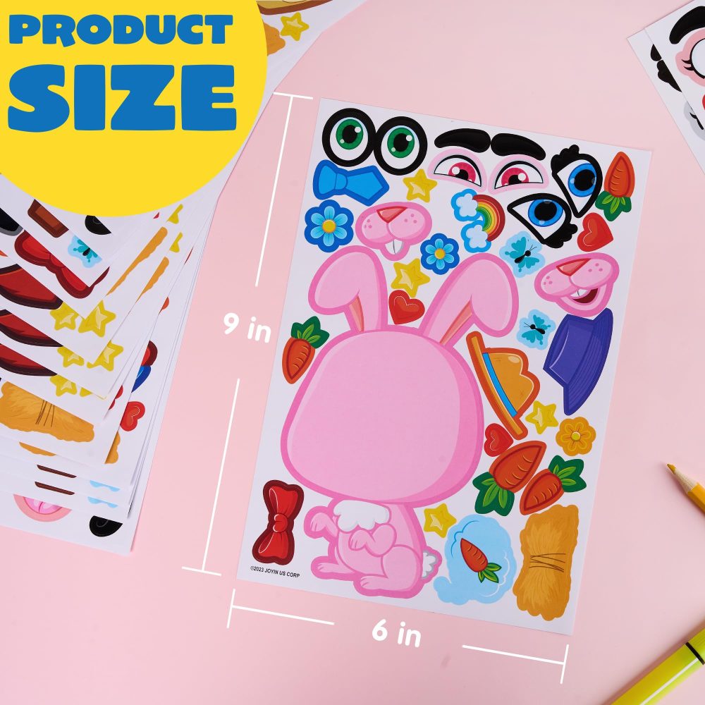 JOYIN 24 PCS 6"x 9"/15.2 * 22.8cm Make-a-face Sticker Sheets for Kids, Make Your Own Animal Farm and Match Sticker Sheets with Farm and Fantasy Animals Kids Party Favor Supplies Craft - Image 2