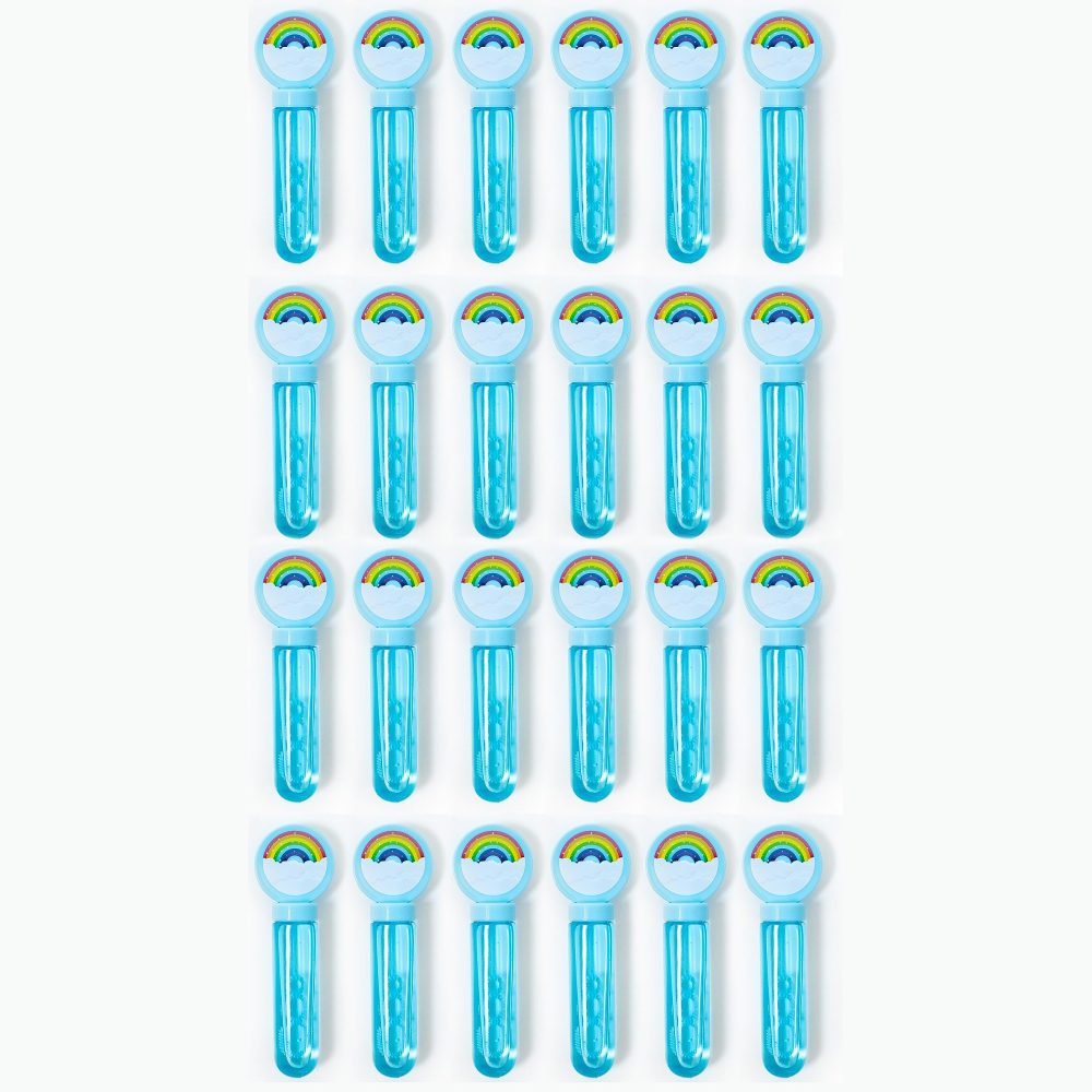 Toyseum 24 x Rainbow Bubble Wands, Ideal Party Bag Fillers for Kids, Large 3-Holed Wands for Girls Rainbow Themed Birthday Parties, Fun Favours and Goody Bag Fillers, Long Lasting Solution, Pack of 24 - Image 2