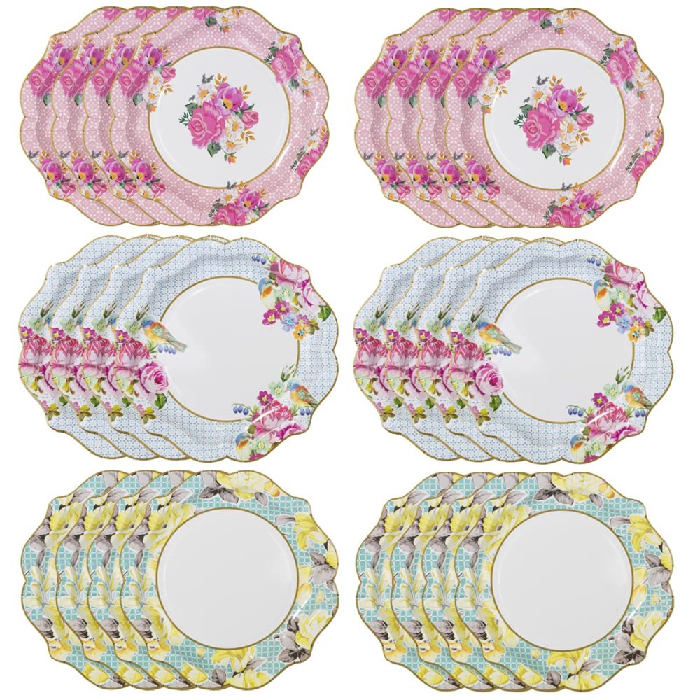 Talking Tables Pack of 24 Afternoon Tea Vintage Floral Paper Plates | Truly Scrumptious | for Birthday Party, Baby Shower, Wedding and Anniversary, Disposable Tableware in Pastel Colours