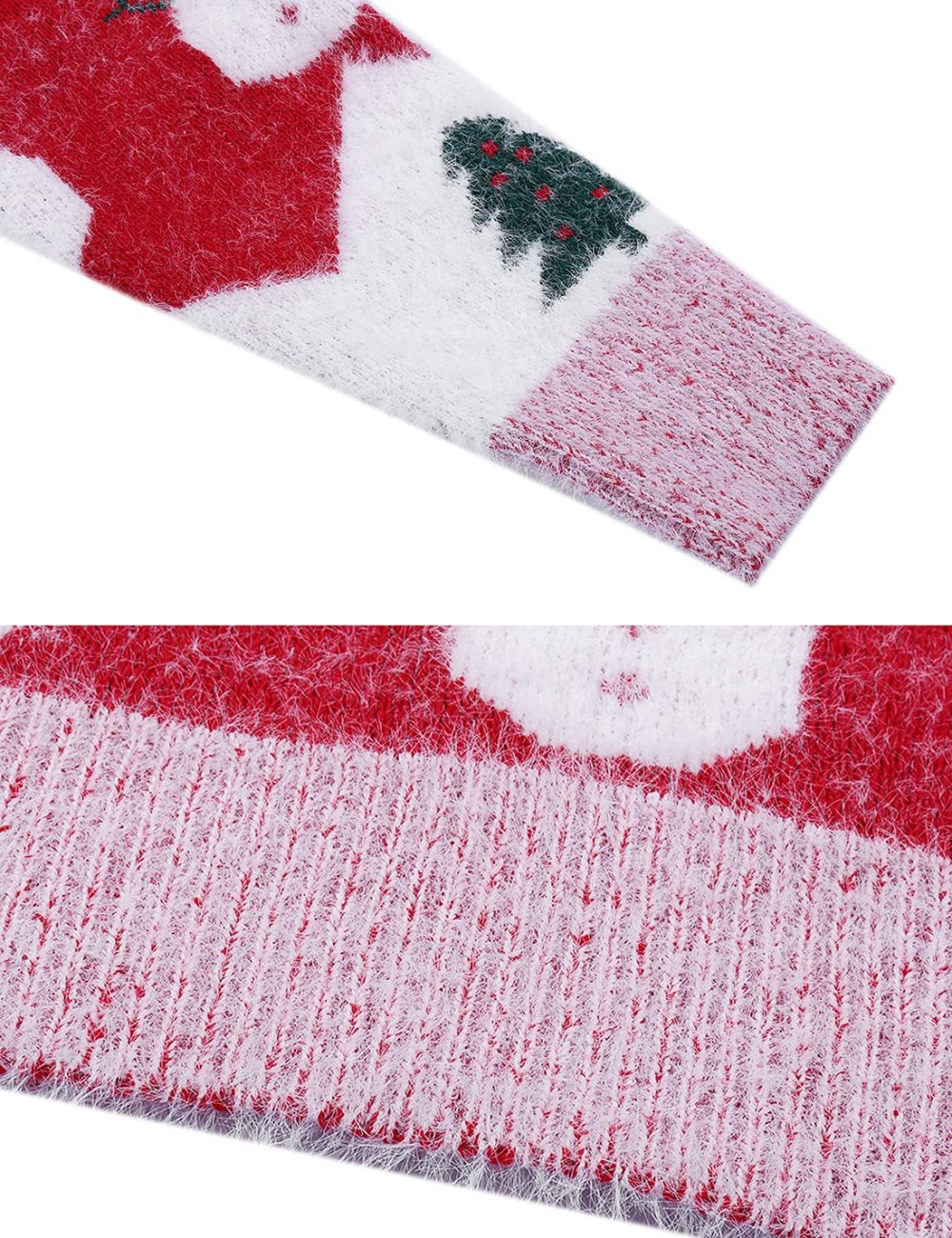 Marvmys Women Knit Sweater Jumper Long Sleeve Pullover Tops Knitwear Crew Neck Loose Warm Vintage Pullover Christmas Sweater Autumn Winter Red S - Image 3