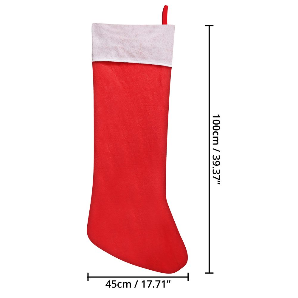 BELLE VOUS Jumbo Christmas Stocking Bag (2 Pcs) - 100cm Long Red and White Felt Xmas Stocking - Christmas Stockings Large - Santa Socks Sack Bag for Fillers Gift Fireplace Christmas Decoration - Image 7