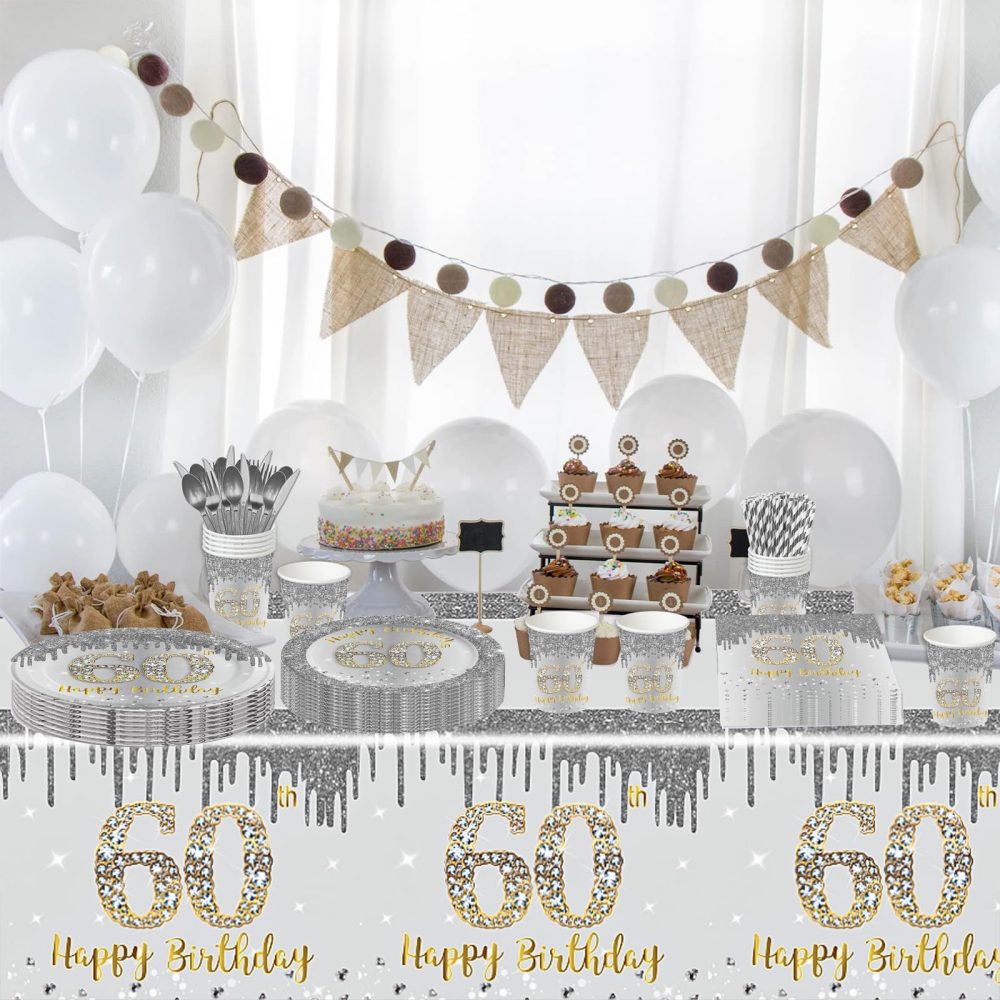 20Pcs 60th Birthday Silver Paper Napkins,60th Grey Silver Men Women Birthday Party Serviettes,Happy 60th Birthday Tableware Decoration for Women,Men,Him,Her 60th Birthday Gifts Party Supplies - Image 4
