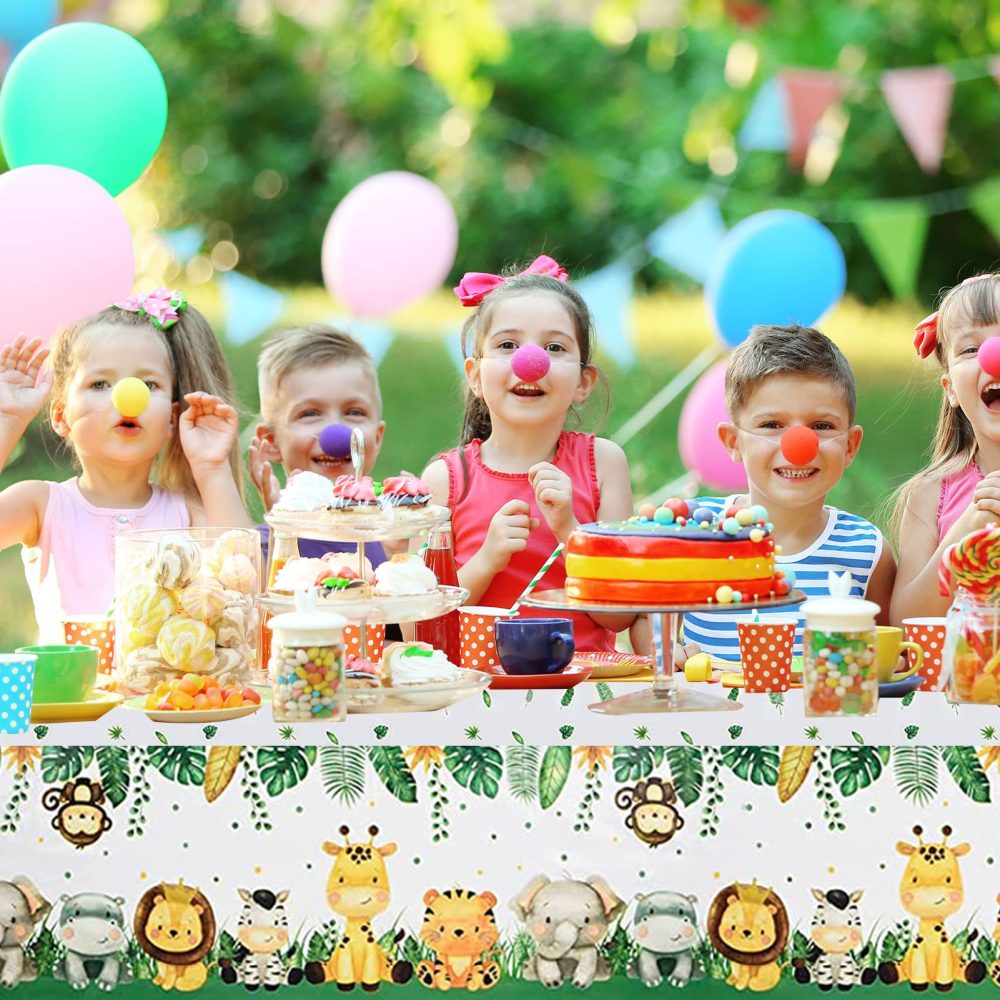 2pcs Jungle Safari Party Table Covers Tablecloths Plastic Jungle Animals Tablecloths Safari Theme Table Cloth Jungle Safari Tablecloth for Birthday Party Decorations Baby Shower Kids Boys - Image 7