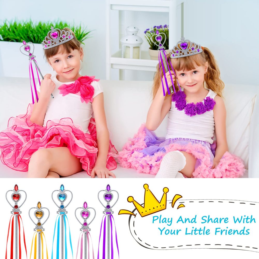 Aomig Princess Dress Up Accessories Set, 10 Piece Elsa Costume Jewellery Toys with Princess Crown Tiara and Magic Wand, Elsa Princess Dress Up for Girls Birthday Party Halloween Cosplay - Image 6