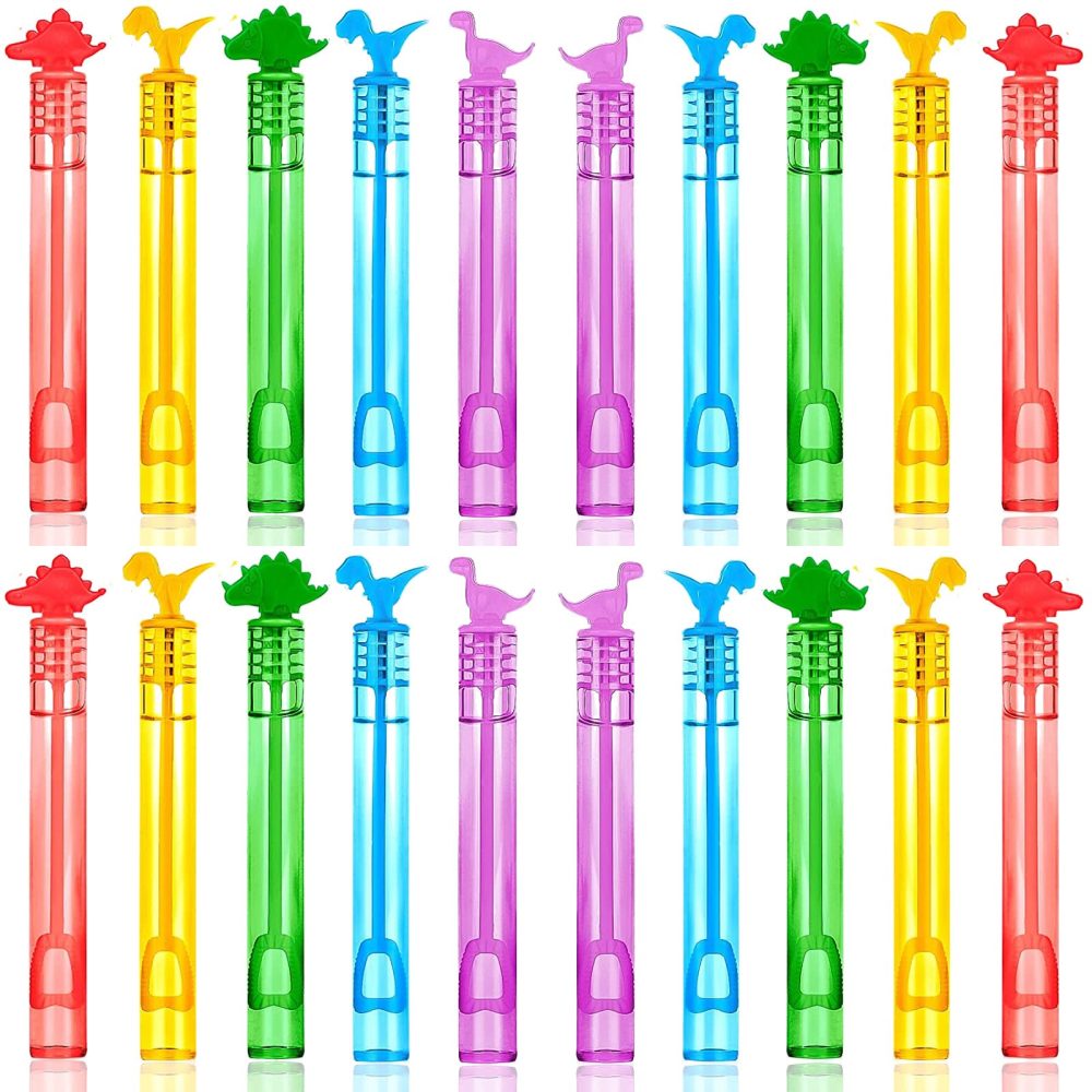 Bubbles for Kids, Party Bag Fillers for Kids, 20 pcs Bubble Wands Mini 6 Colors Ramdom Dinosaurs Bubbles Kids Party Bag Fillers, for Kids Party Favours, Summer Toy Party, Bath Toys so