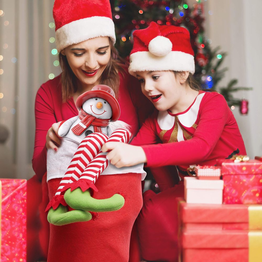 BELLE VOUS Jumbo Christmas Stocking Bag (2 Pcs) - 100cm Long Red and White Felt Xmas Stocking - Christmas Stockings Large - Santa Socks Sack Bag for Fillers Gift Fireplace Christmas Decoration - Image 2