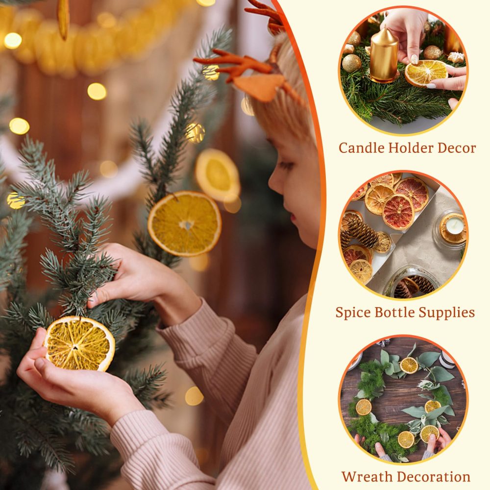 50 Pcs Dried Orange Slices, with 50Pcs Hemp Rope, Christmas Wreath Making Supplies for X-mas Tree Decoration, DIY Crafts, Present Wrapping - Image 2