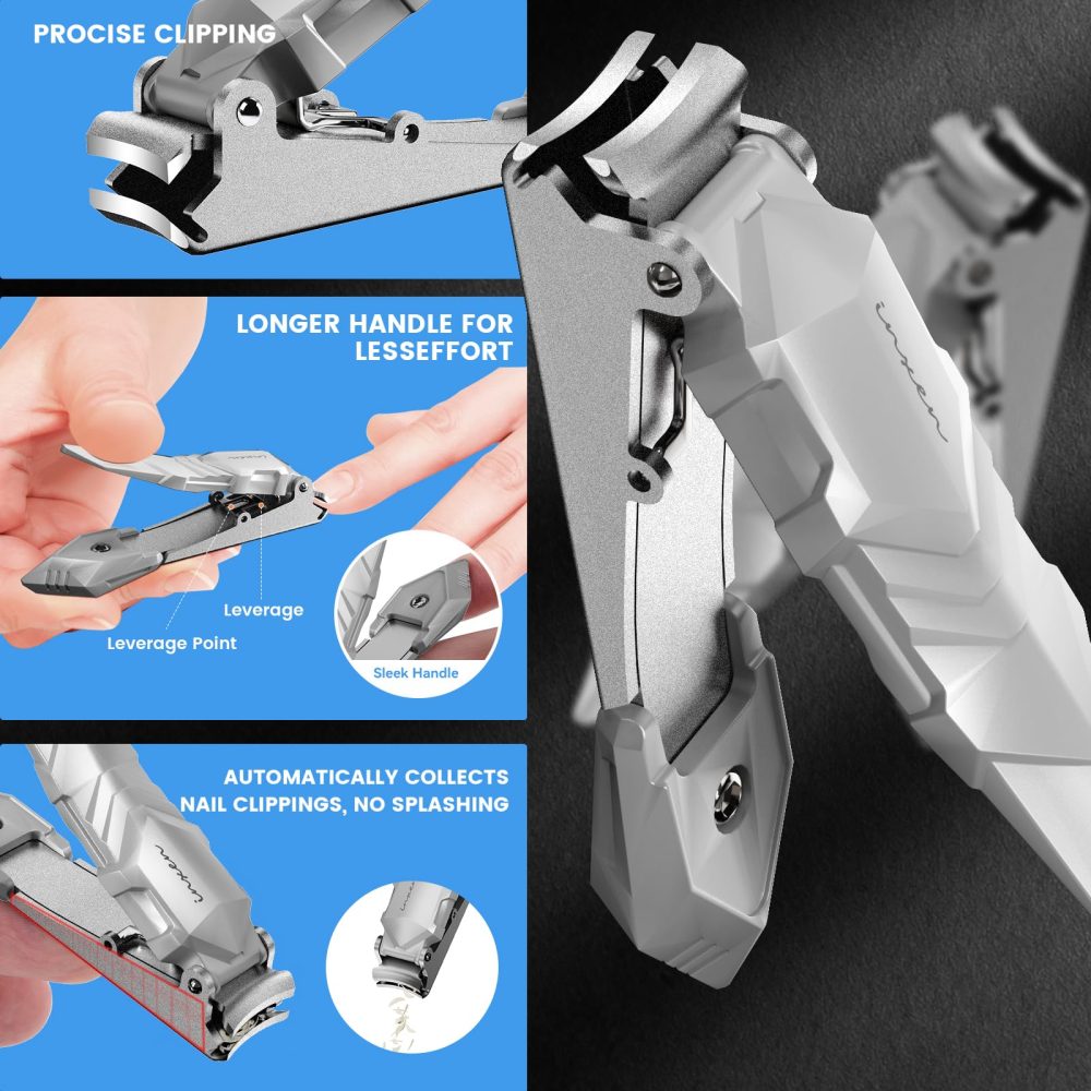 Nail Clippers for Men with Catcher, Professional Nail Clippers of Heavy Duty No Splash Self-Collecting, Stainless Steel Toenail Clippers for Fingernail and toenails,Nail Cutter for Seniors Adult Women - Image 6