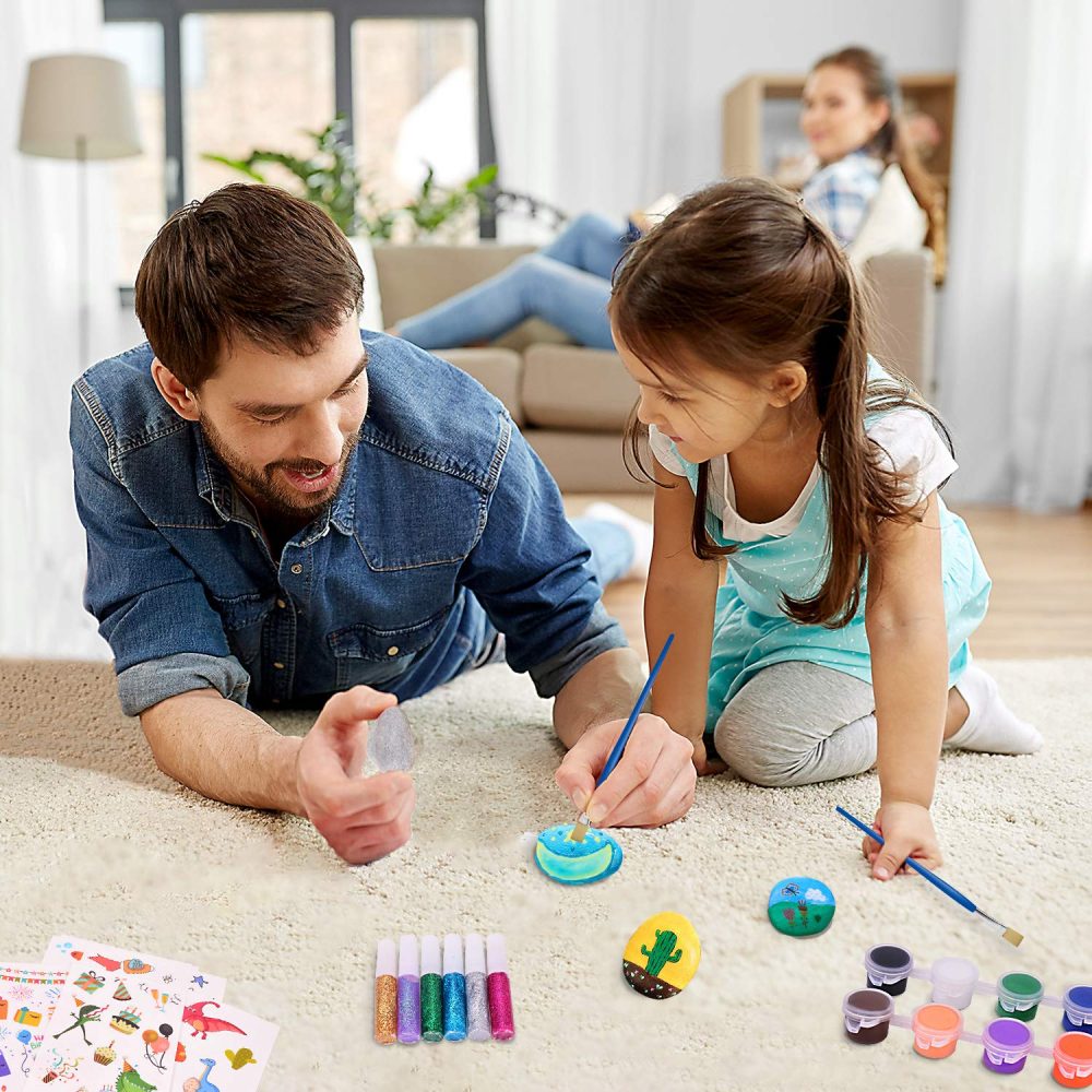 Lekebaby Rock Painting Kit, Arts and Crafts for Kids, Creative Toys & Gifts & Presents for Boys Girls Age 3-12 Year Old - Image 2