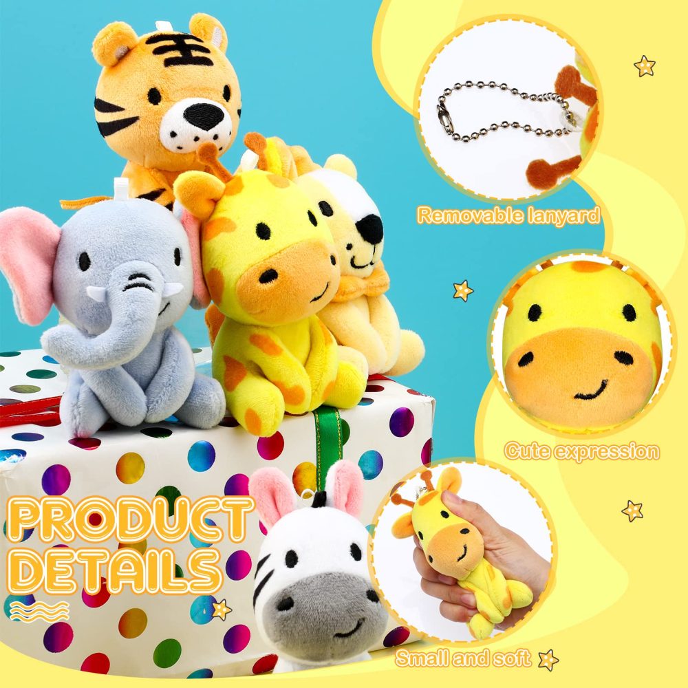 6 Pcs Christmas Mini Stuffed Forest Animals Jungle Animal Plush Toys Bulk 4 Inch Cute Plush Elephant Lion Giraffe for Baby Shower Birthday Stuffer Animal Themed Party Decoration - Image 3