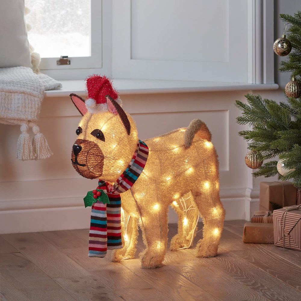 Lighs4fun Outdoor Christmas Light Up Bulldog Dog Figure Garden Decoration with 50 Warm White LEDs & Timer 55cm - Image 6