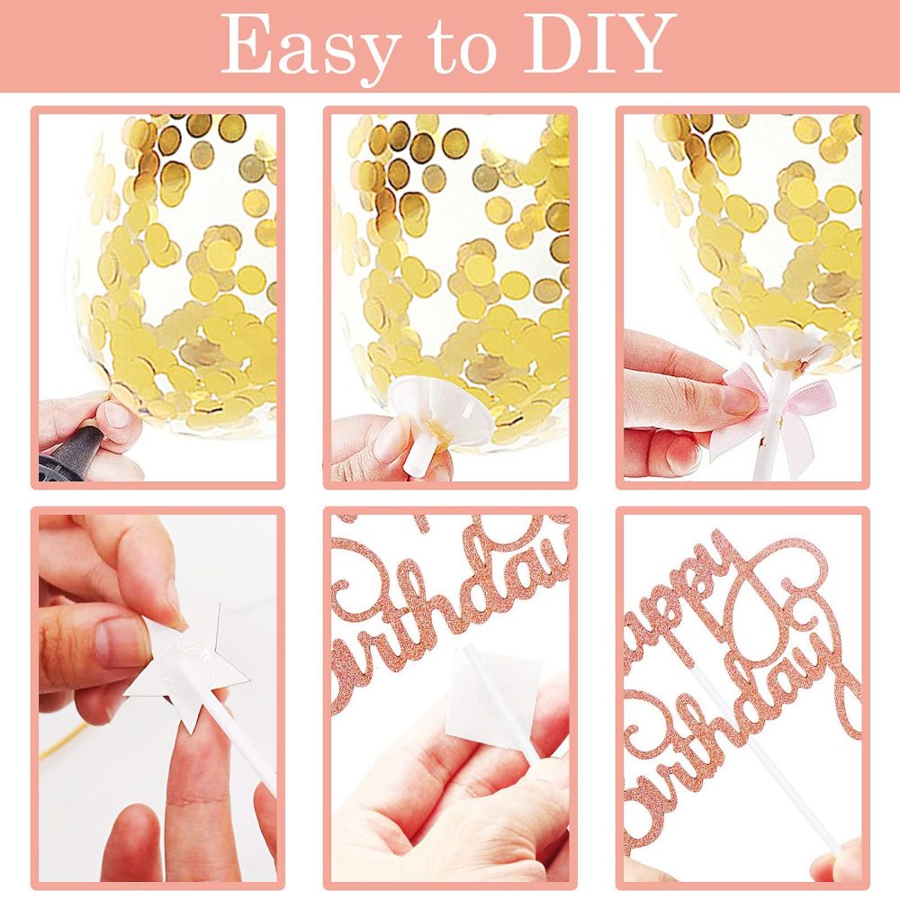 Personalised Happy 80th Birthday Cake Toppers Rose Gold for Women,Her,Lady,Happy Birthday Sign for Cake,11p Glitter Cupcake Topper Cake Topper 80th Birthday Cake Decoration for 80th Birthday Party - Image 2