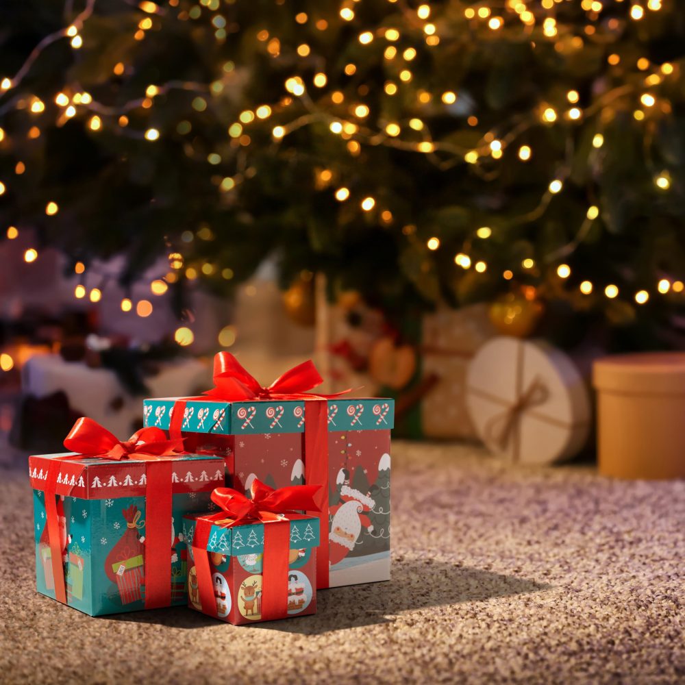 The Twiddlers - 8 Christmas Cardboard Gift Boxes with Ribbon for Presents Xmas Party Box - 4 Different Sizes and Assorted Designs - Image 2