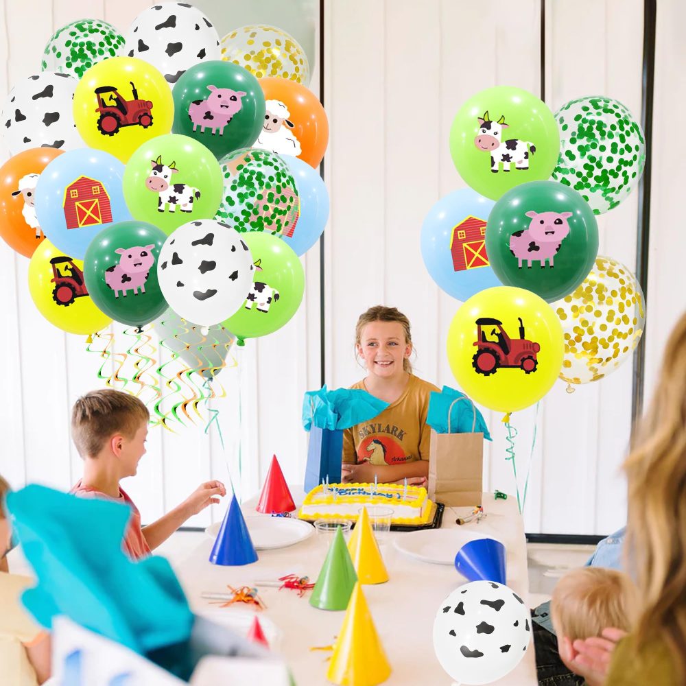 Farm Party Decorations Animal Balloons, 48pieces Farm Balloons Animal Themed Birthday Latex Balloons Cow Sheep House Pig Donkey Balloons for Kids Farm Birthday Party Supplies - Image 2