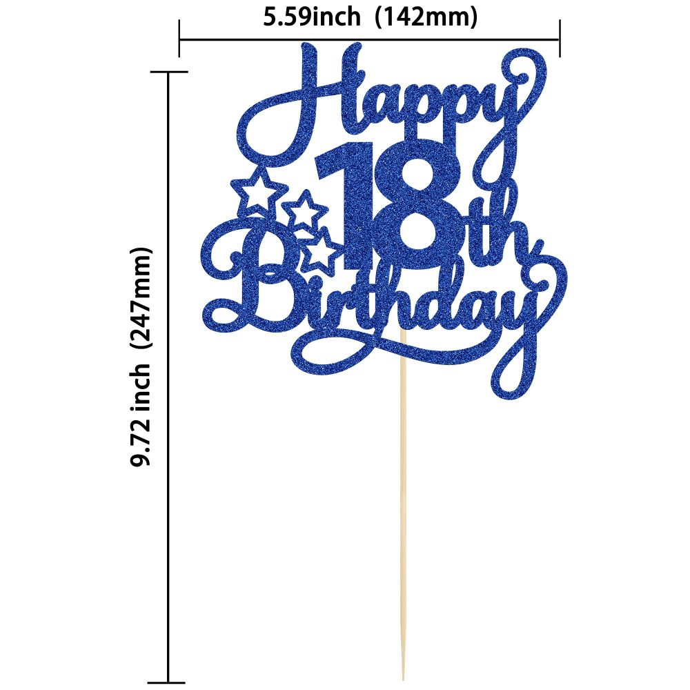 1 Pack Happy 18th Birthday Cake Topper Blue Glitter 18 & Fabulous Cheers to 18 Years Old Birthday Cake Pick for Celebrating 18th Birthday Anniversary Party Cake Decorations Supplies - Image 7