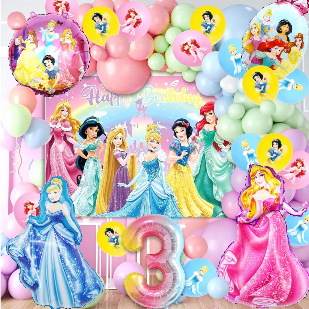 73Pcs Princess Balloons,Princess Party Decorations,Princess Birthday Decorations 3rd Girls,Foil Balloons,Princess Latex Balloons,Princess Themed Decorations for Girl’s Birthday