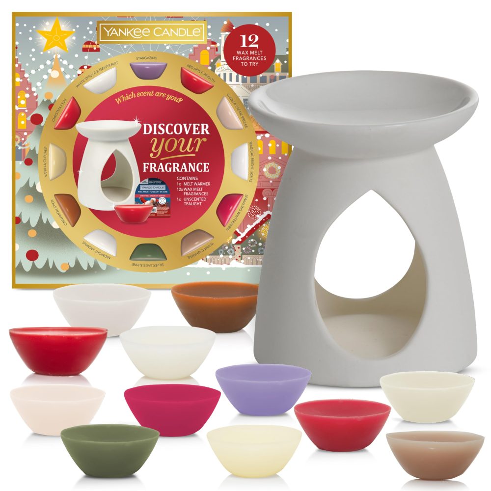 Yankee Candle Christmas Scented Wax Melt Discovery Gift Set, 12 Scented Wax Melts, 1 Wax Melt Burner & 1 Unscented Tea Light, Perfect Christmas Gifts for Women, Signature