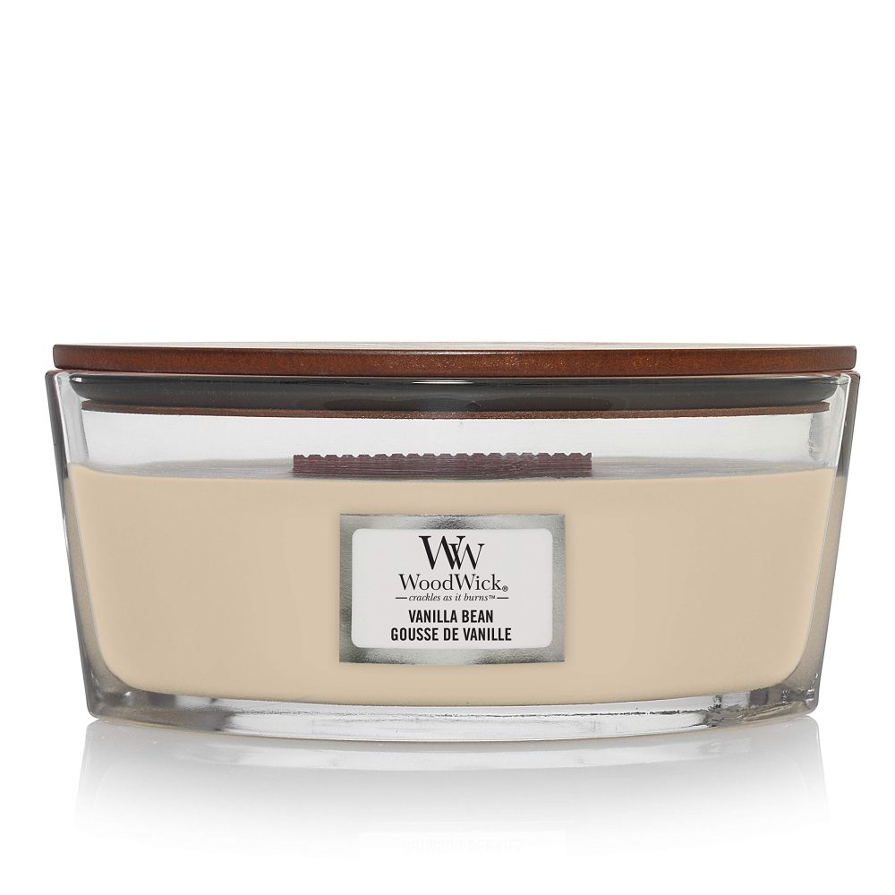 WoodWick Scented Candle with Crackling Wick | Vanilla Bean Ellipse Candle | Long Burning Candles: Up to 50 Hours Burn Time | Perfect Gifts for Women