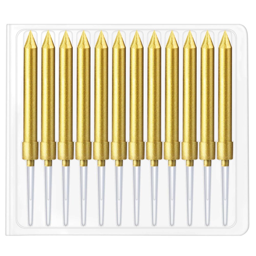 Birthday Cake Candles 24 Pieces Party Candles Suit for Most Occasions (Gold, 0.5 x 5.5 cm) - Image 3