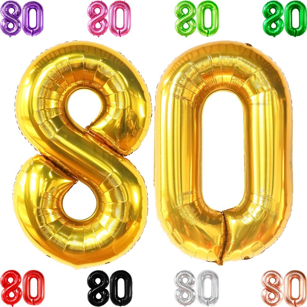 KatchOn, Gold 80th Birthday Balloons - 40 Inch | Gold 80 Balloon for 80th Birthday Decorations For Men | 80th Birthday Decorations For Women | 80 Gold Balloon Number, 80th Birthday Party Supplies