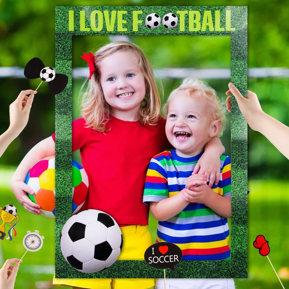 30 Pcs Soccer Themed Photo Booth Props Football Selfie Frame, Soccer Fans Birthday Party Decorations Football Party Supplies Accessories - Image 4