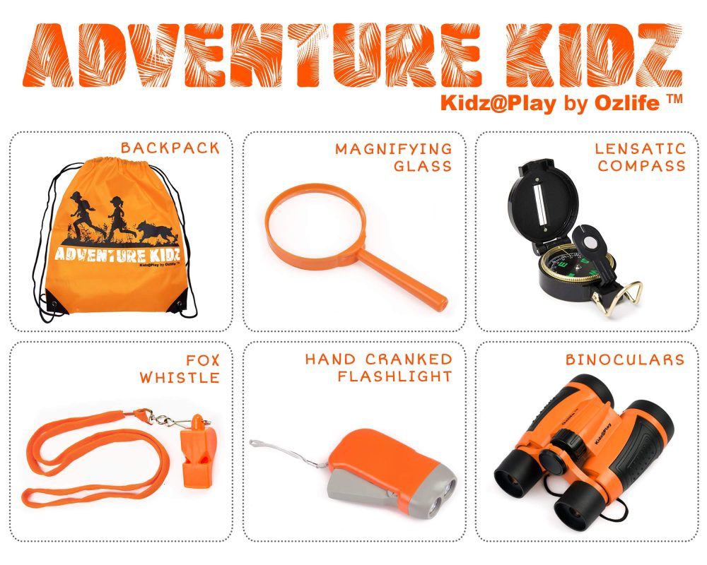 Adventure Kidz - Outdoor Exploration Kit, Children’s Toy Binoculars, Torch, Compass, Whistle, Magnifying Glass, Backpack. Great Kids Gift Set for Camping, Hiking, Educational and Pretend Play. - Image 9