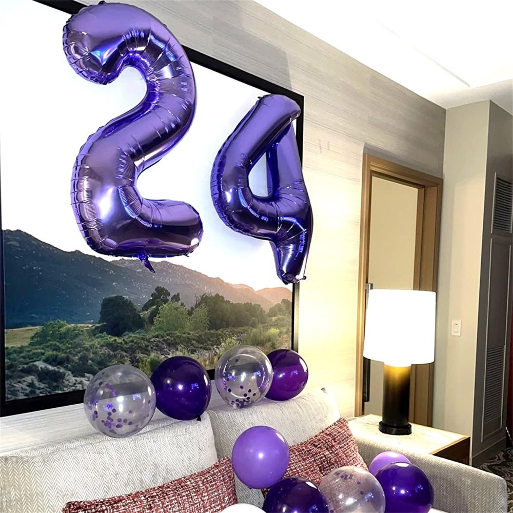 Purple Number 40 Birthday Balloons, 40 Inch Large Purple Mylar Foil Number 4 and 0 Balloons for Women, 40th Birthday Balloons for 40 Year Old Birthday Anniversary Party Decorations Supplies - Image 6