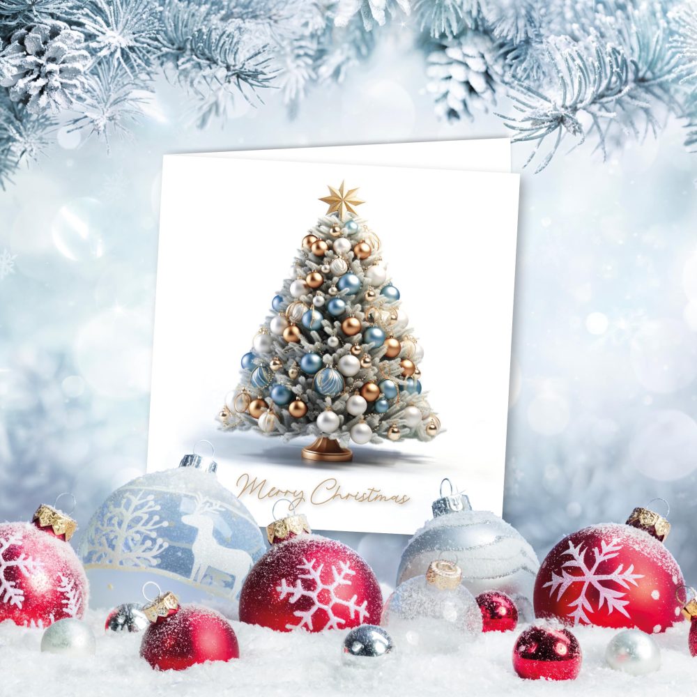 Charity Christmas Cards Pack of 10. Each Christmas Card Pack contails 2 Wreath & Tree Designs. Ecofriendly and UK Made. Verse Inside. 150 x 150mm Card Size. - Image 6