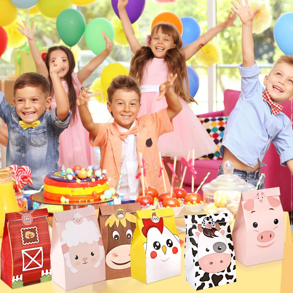 Prasacco 18 Pieces Farm Candy Bags, Farm Birthday Party Supplies Kids Goodie Bags for Birthday Party Cute Animal Candy Treat Bags for Boys Girls Birthday Baby Shower Party Supplies - Image 5