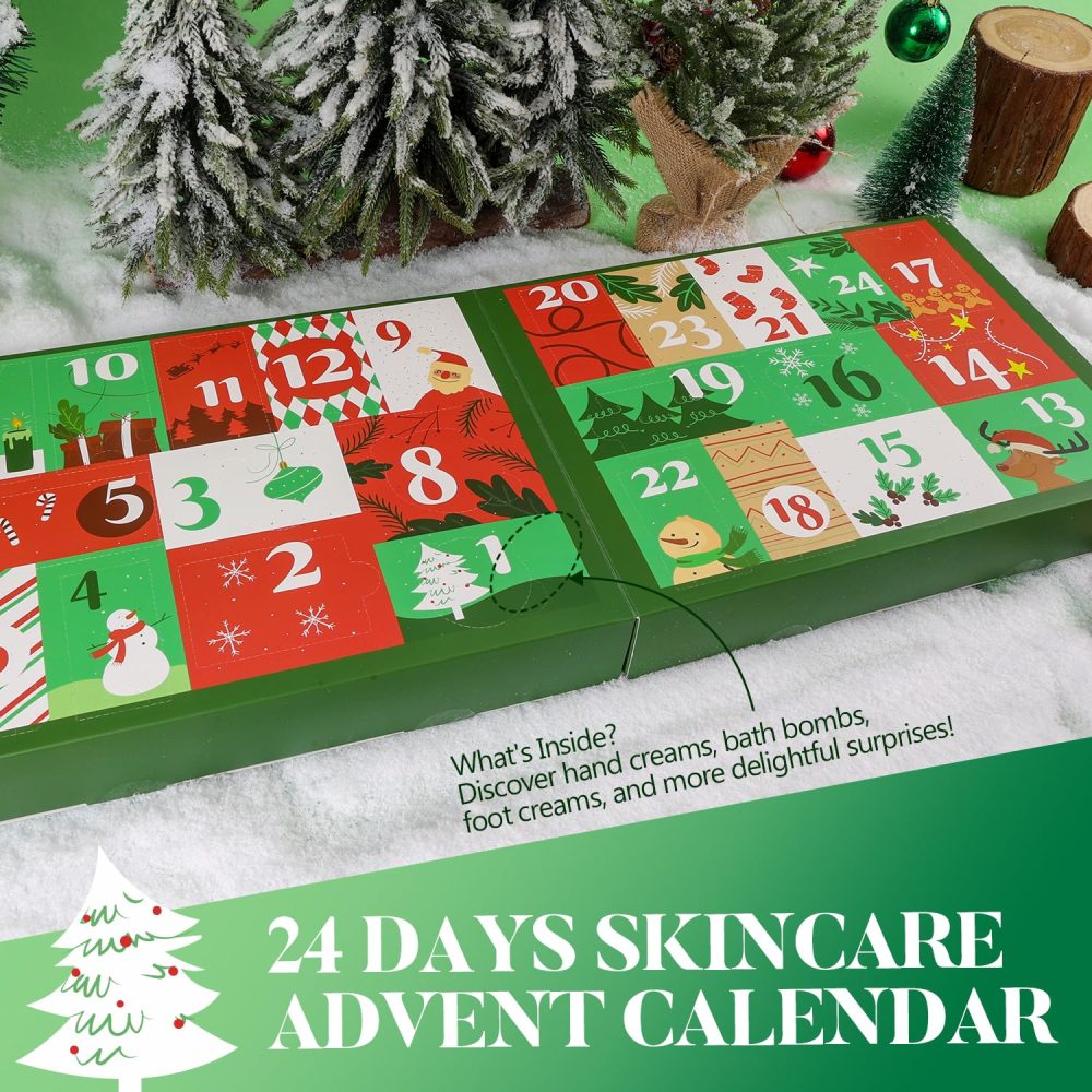 2024 Advent Calendar Christmas Gifts For Women, 24pc Spa Sets For Her, Hand &Foot Cream, Bubble Bath,Shower Gel, Body Lotion, Soap, Christmas Tree Bath Bomb, Christmas Countdown Calendar Gift Set - Image 2