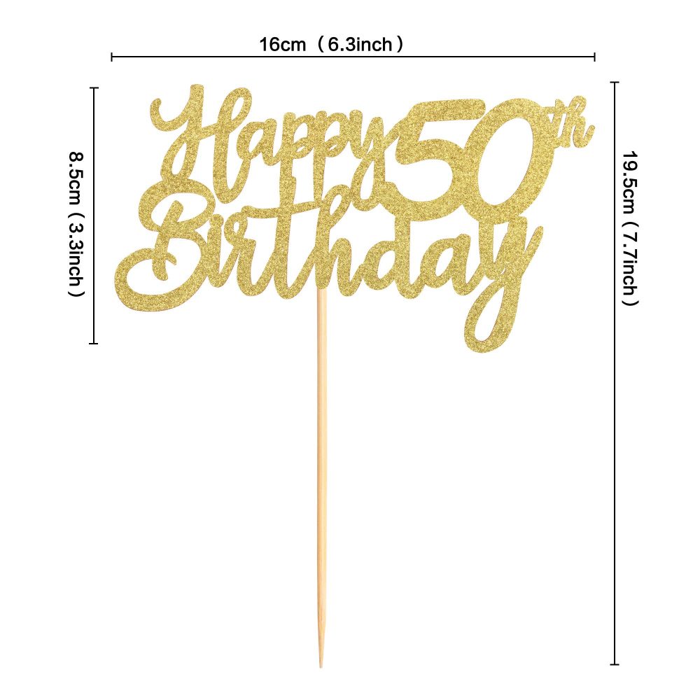 3 Pieces Gold Happy 50th Birthday Cake Toppers Happy 50 Cupcake Toppers Cheers to 50 Fabulous Cake Decoration for 50th Birthday Party Decoration Supplies - Image 9