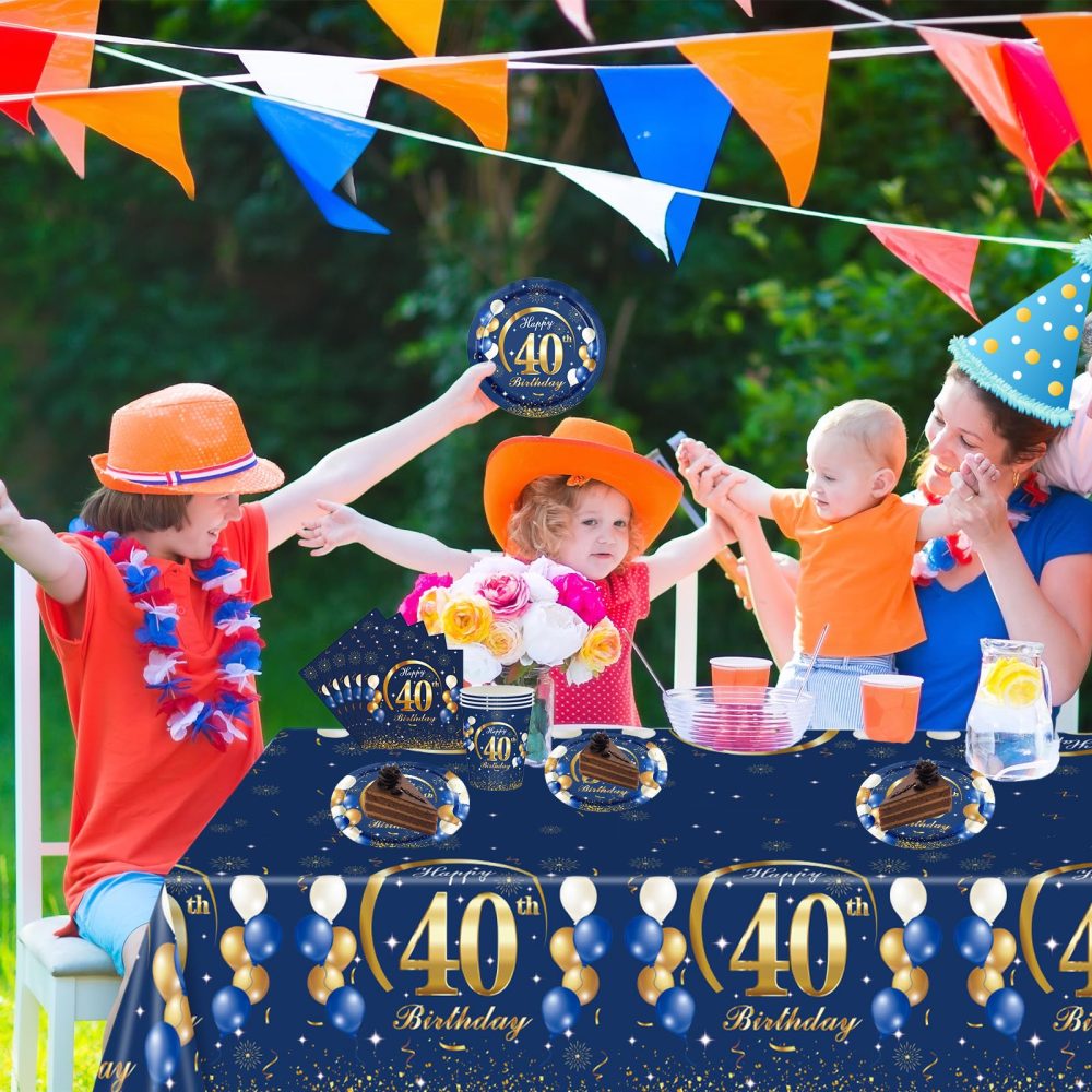 70th Birthday Table Decoration, 2pcs Navy Blue Gold 70th Table Cloth,Happy 70th Birthday Tablecloth for Men Women ,137*274cm Plastic Tablecloths Table Cover 70th Birthday Decorations for Him Her - Image 2