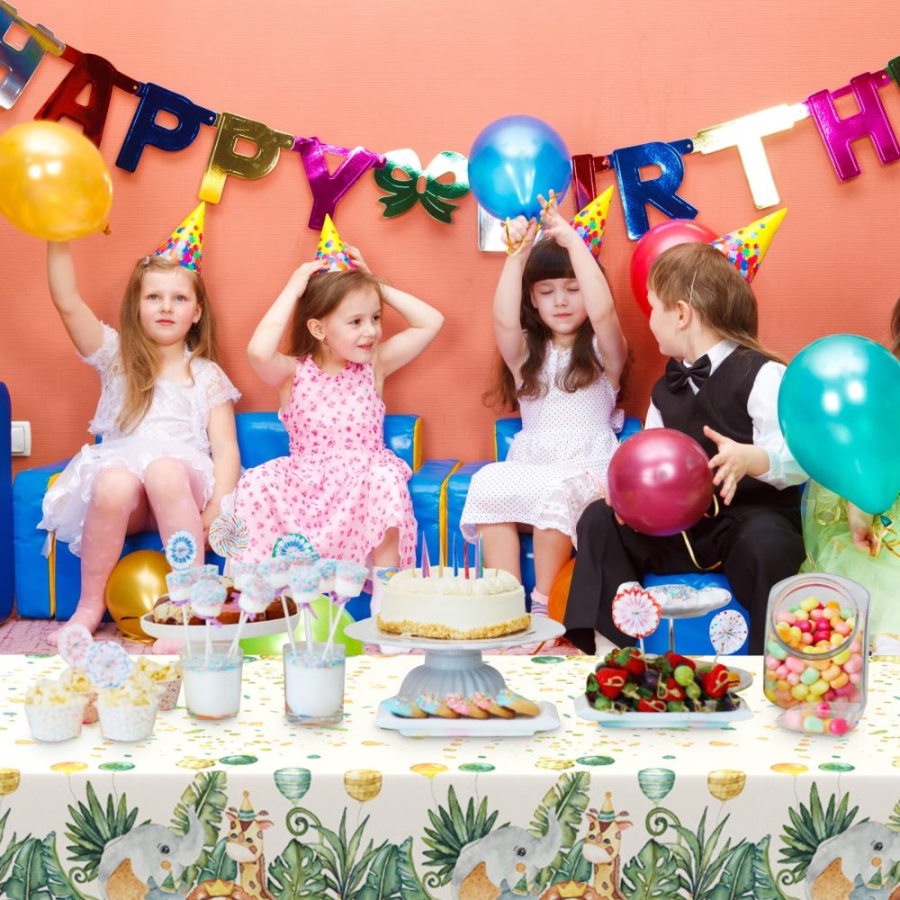 Dagelar Jungle Animal Birthday Tablecloth,Safari Table Covers Plastic Party Tablecloths Jungle Theme Birthday Party Decoration for Kids 137 * 274cm - Image 3