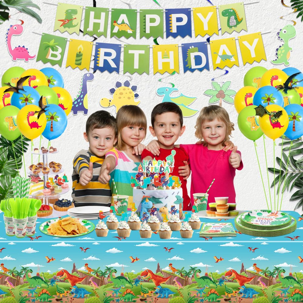 4PCS Dinosaur Tablecloth Dinosaur Party Decorations Dinosaur Party Supplies 86 x 51 inches Dinosaur Theme Table Cover Dinosaur Rectangle Plastic Table cloth dinosaur table cloths for birthday party - Image 5
