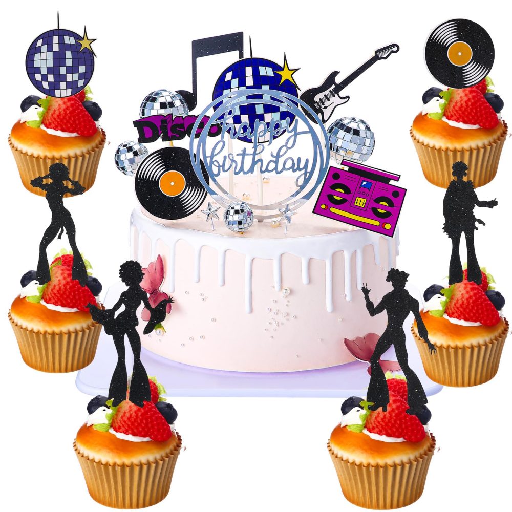 Disco Ball Cake Decorations, 35 PCS Disco Ball Cake Toppers Cupcake Toppers Cake Picks 1970s Disco Themed Cake Toppers for Disco Theme 70's Party Supplies (3 Size) - Image 2