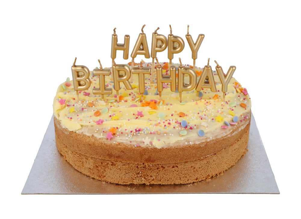 Henbrandt Pack of 13 Gold Happy Birthday Candles on Wooden Picks, Metallic Gold 7cm Lettered Happy Birthday Celebration Candles Cake Topper for Birthday Cake and Cupcake Decorations - Image 2