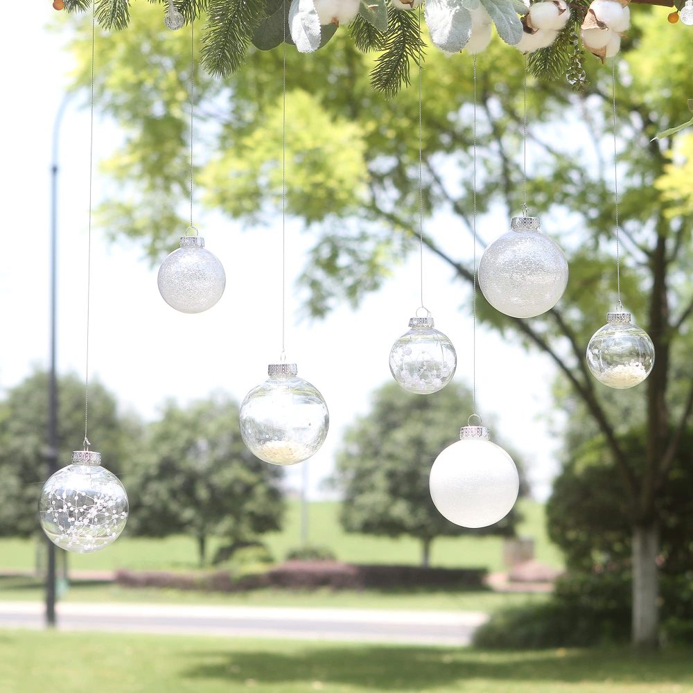 Sea Team 60mm/2.36" Shatterproof Clear Plastic Christmas Ball Ornaments Decorative Xmas Balls Baubles Set with Stuffed Delicate Decorations (30 Counts, White) - Image 8