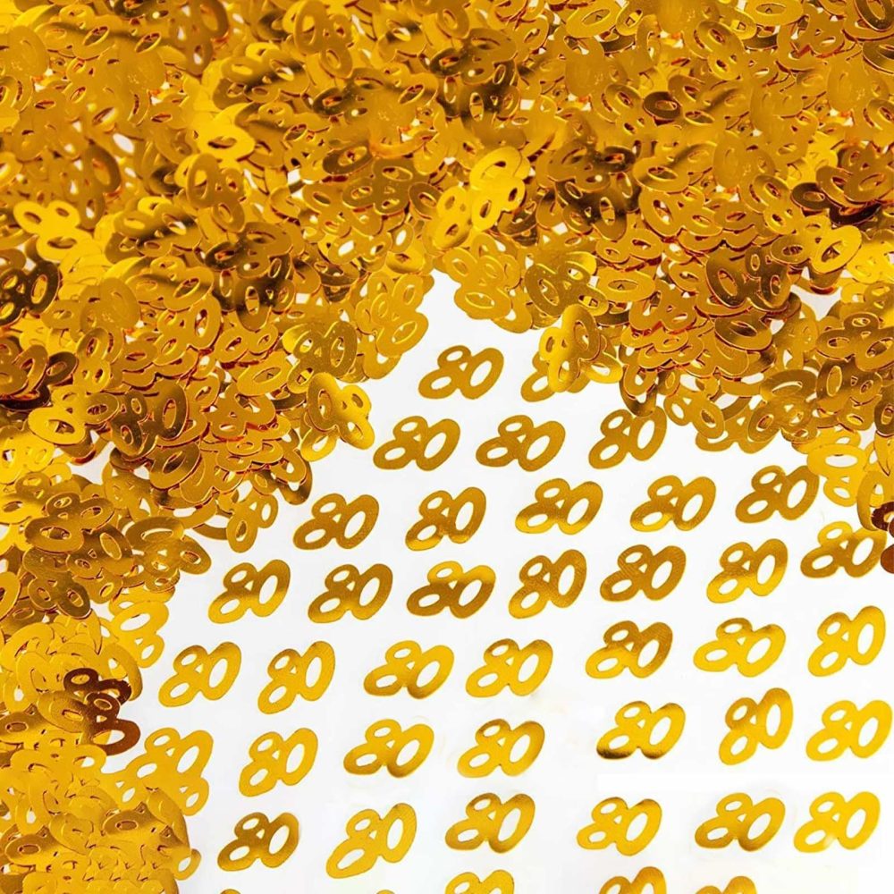 Gold 80th Birthday Confetti, 80th Anniversary Confetti,80 Number Confetti, 80th Party Confetti, Birthday Anniversary Confetti Decoration Wedding Party Table Decorations-30 g