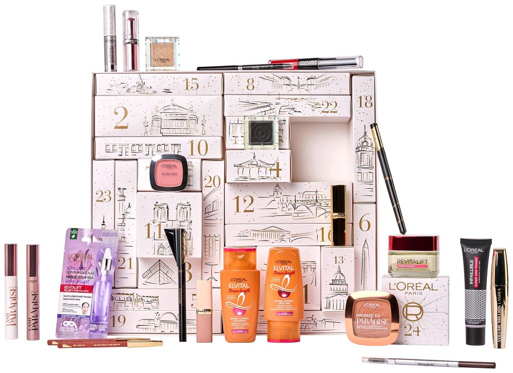 L'Oréal Paris Advent Calendar 2022, with Various Cosmetics Behind 24 Doors, A New Beauty Product Every Day for Christmas, Pack of 1
