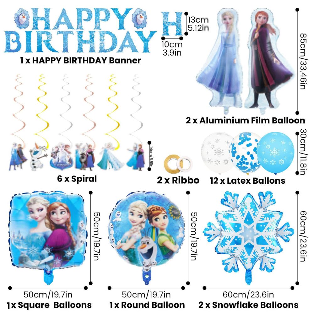 94 Pieces Froze Birthday Decorations, Party Decorations with Plates Cups and Napkins Balloon Banner, Party Tableware Party Supplies for 10 Guests - Image 5