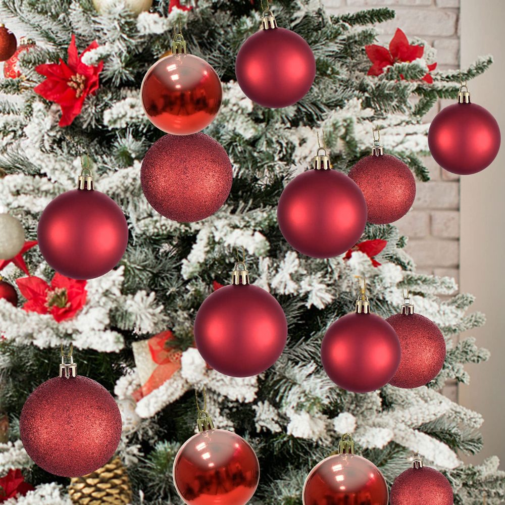 Christmas Baubles 30pcs 60mm Shatterproof Christmas Tree Decorations Hanging Decoration for Xmas Tree,Christmas Ball Ornaments Christmas Decorations Indoor for Home Party Gift,Red - Image 3