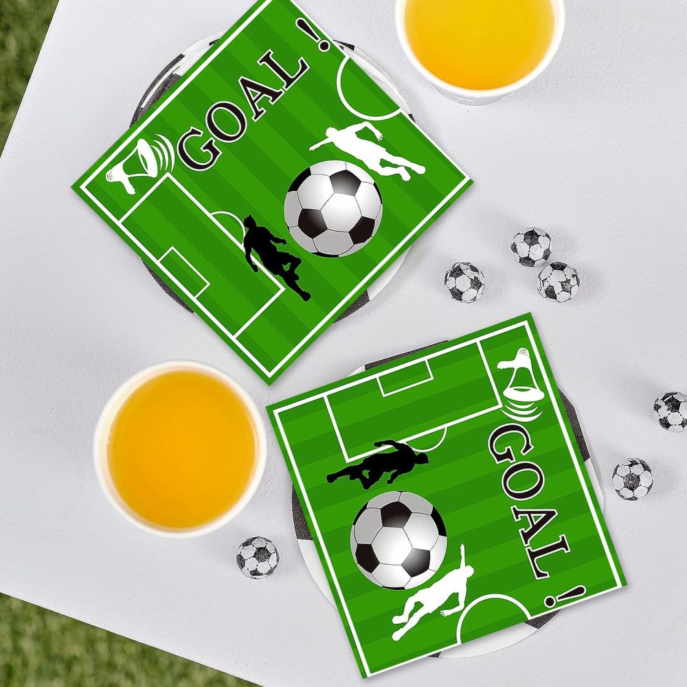 20 Pcs Football Napkins, 32x32CM Football Party Napkins, 100% Paper Napkins for World Cup Football Soccer Party Decorations, Football Table Decor fot Kids & Adult - Image 3