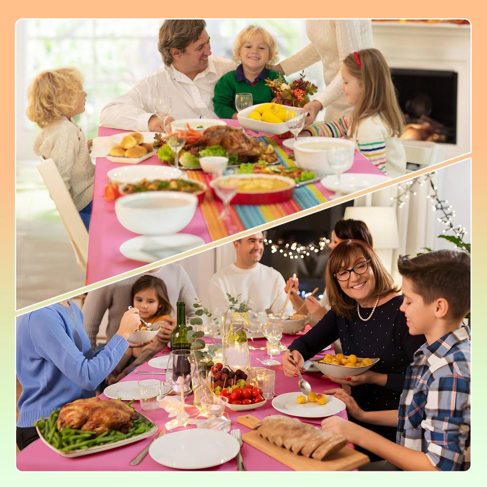 YANGTE 6 Pack Tablecloths Plastic Rectangle Table Covers 54 x 108 Inch Table Cloths for Indoor or Outdoor Parties Birthdays Weddings Picnics (Pink) - Image 3