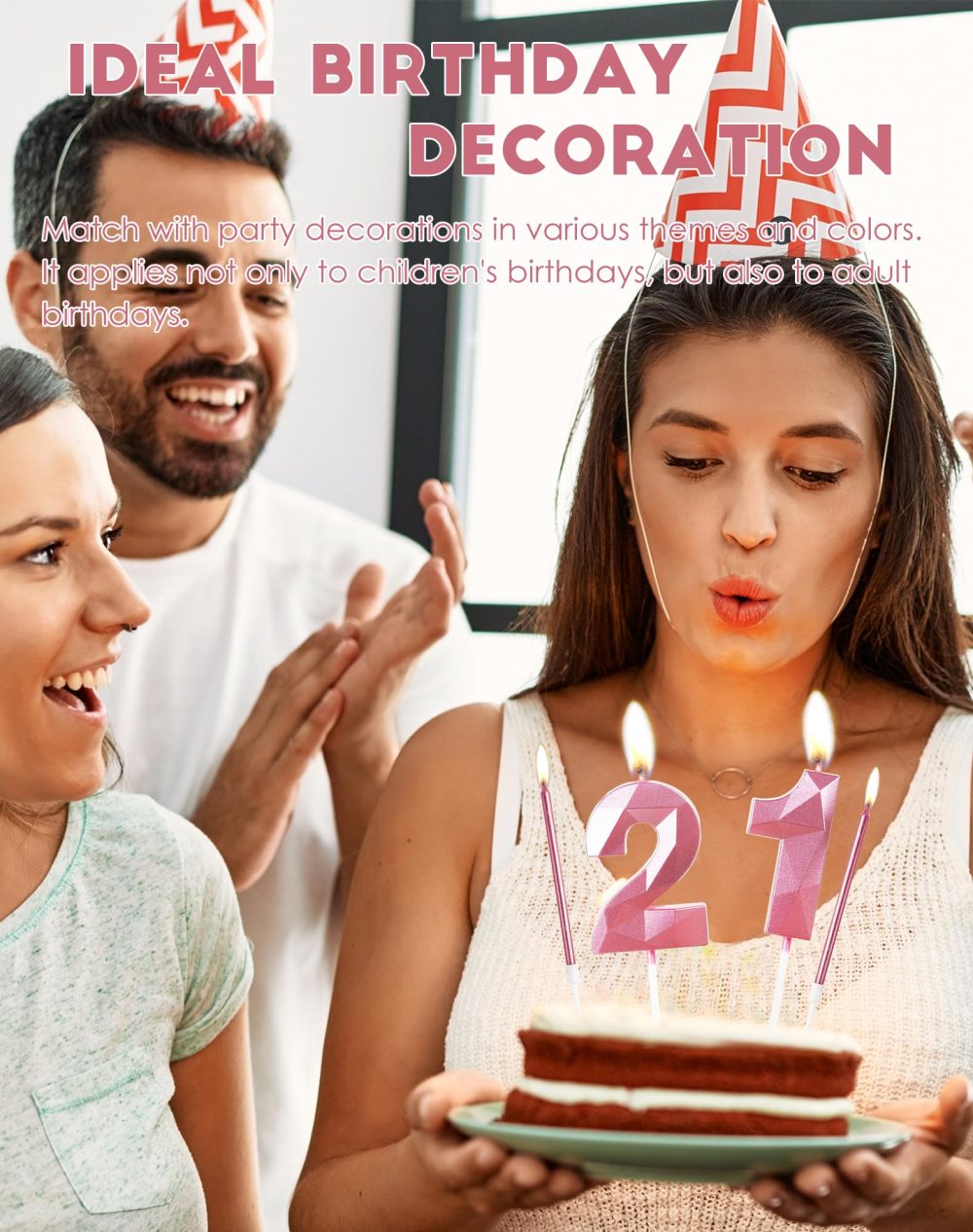 Girls Pink 18th Birthday Candles Set, Number 18 Candle with Girls Pink Long Candles, Birthday Candles for Cake, Birthday Candle, Cake Candles Cake Topper Decorations for Women Birthday Party Wedding - Image 3