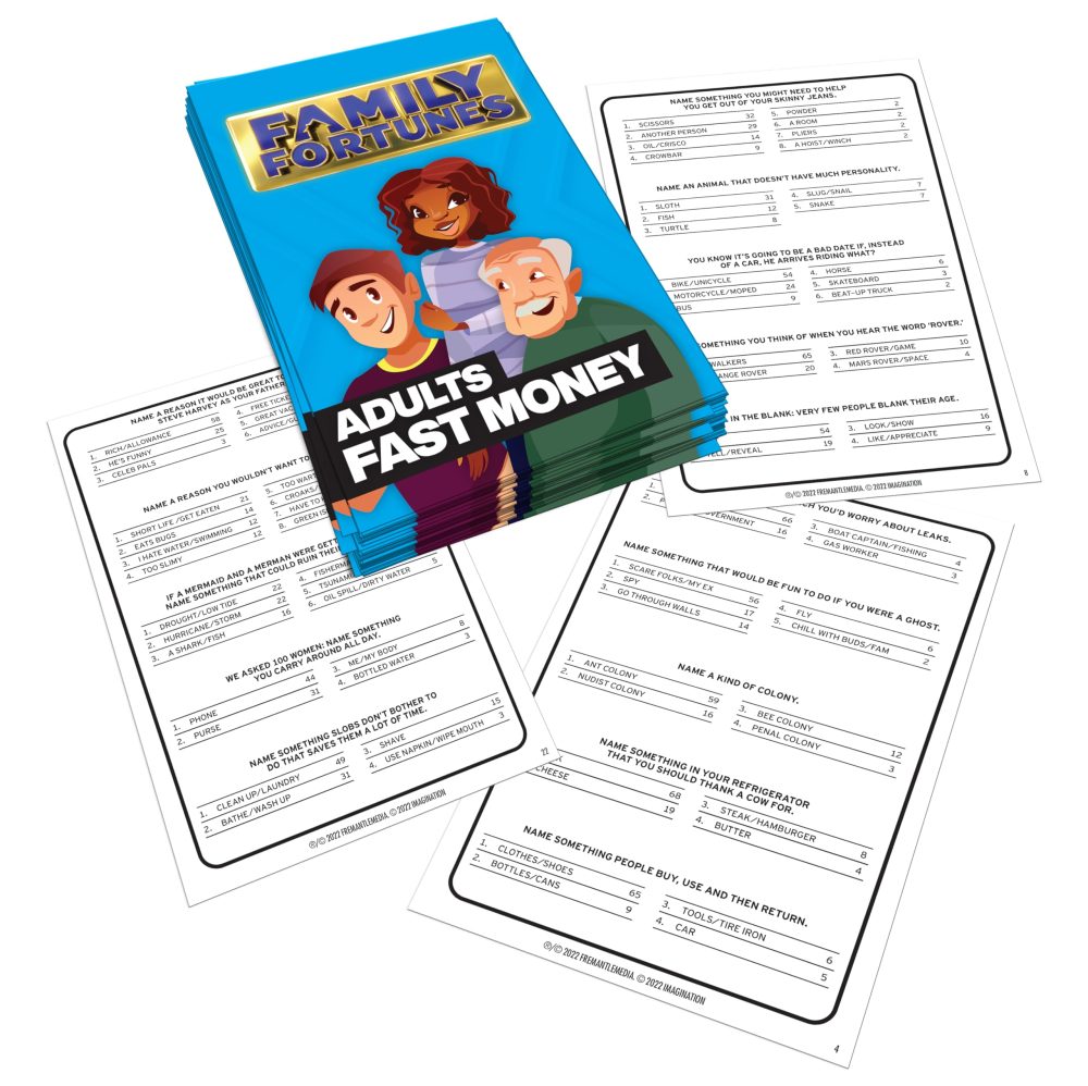 Family Fortunes Kids VS Adults Edition Card Game, Get Ready for a Family Showdown, 150 Question Cards, 50 Fast Money Cards, Complementary App with Sound Effects from the Show - Image 3